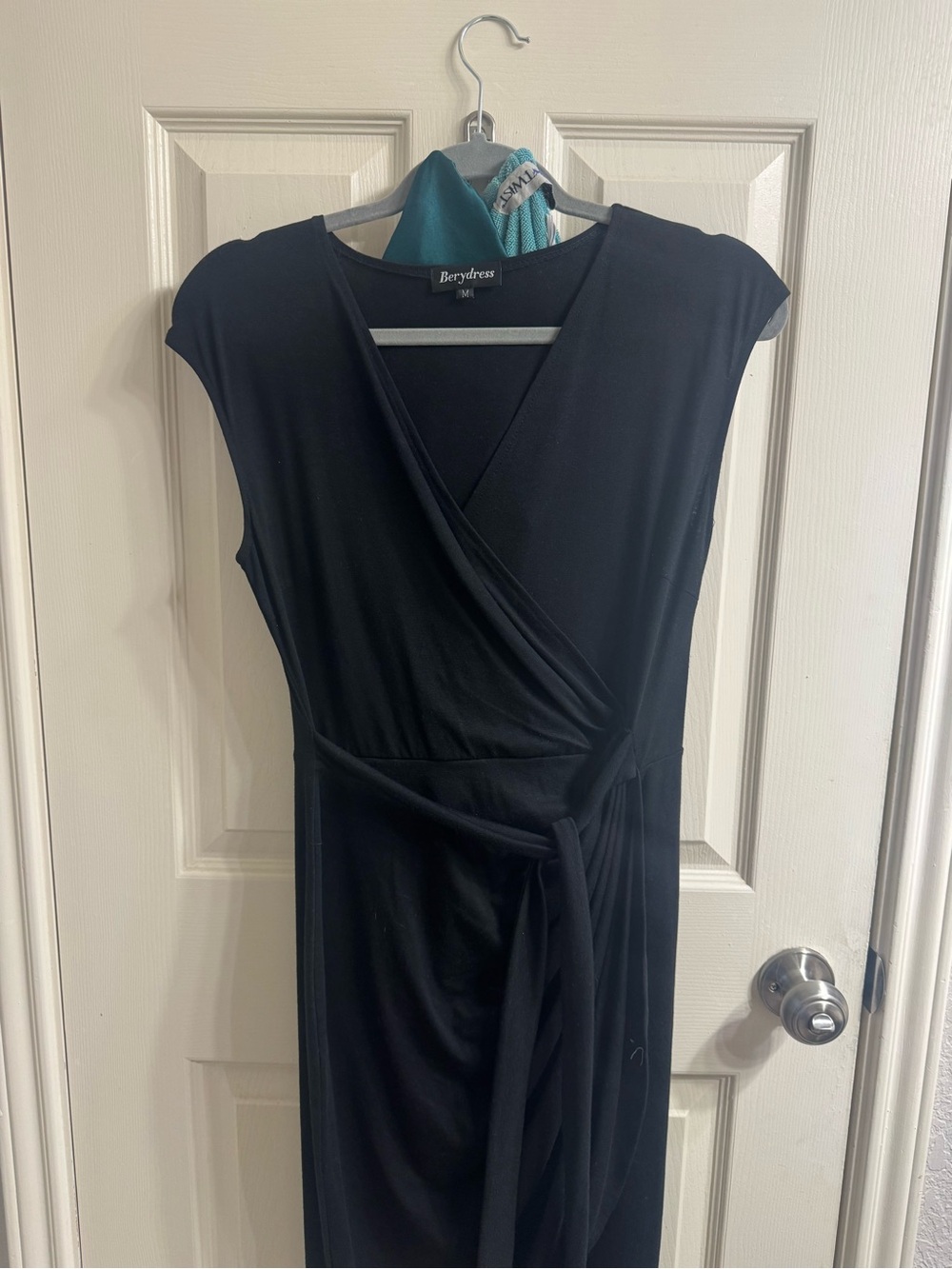 Amazon Black Sleeveless Maxi Wrap Dress with Self-Tie